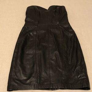 Black Strapless Leather Dress